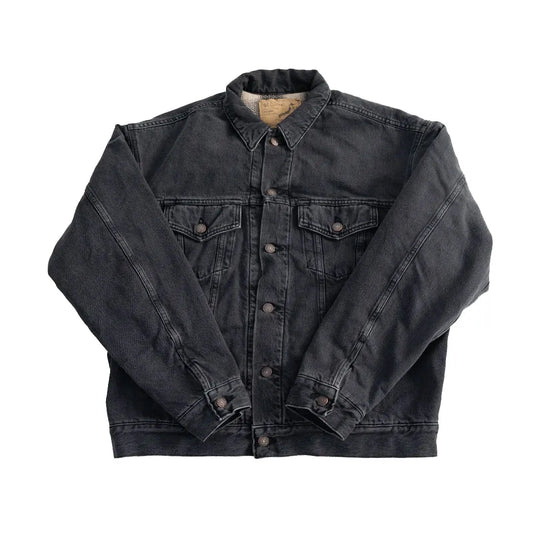 OrSlow 01-6105-D61SK – Organic Cotton Flannel Check Lining Type 3 Denim Jacket – Black Denim Stone