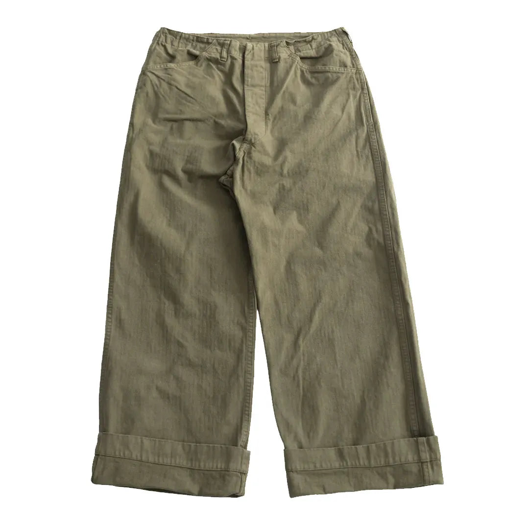 orSlow 01-5210-77K – USMC Herringbone Wide Fit Utility Trousers – Dark Olive